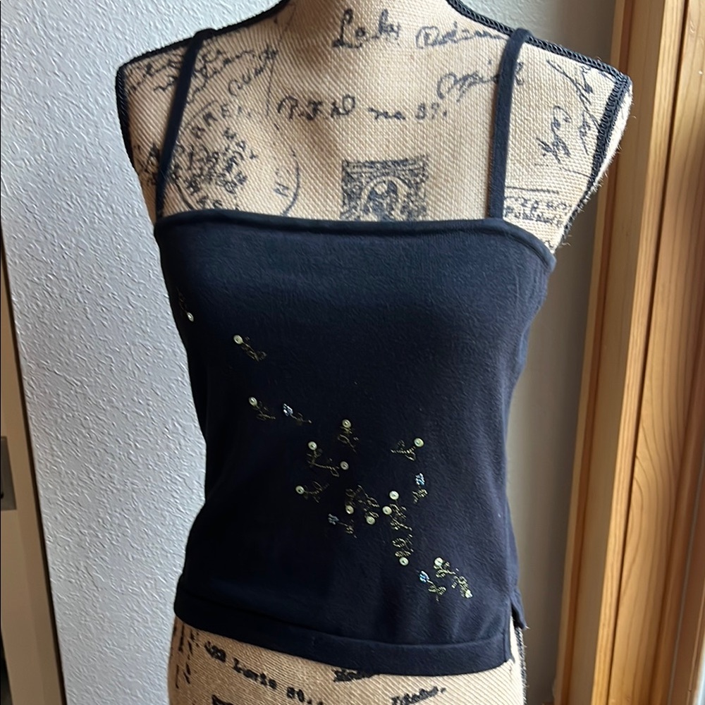 Women’s black BCBG MaxAzria beed & sequence tank top size Medium